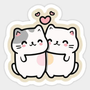 Cute cat couple valentine Sticker